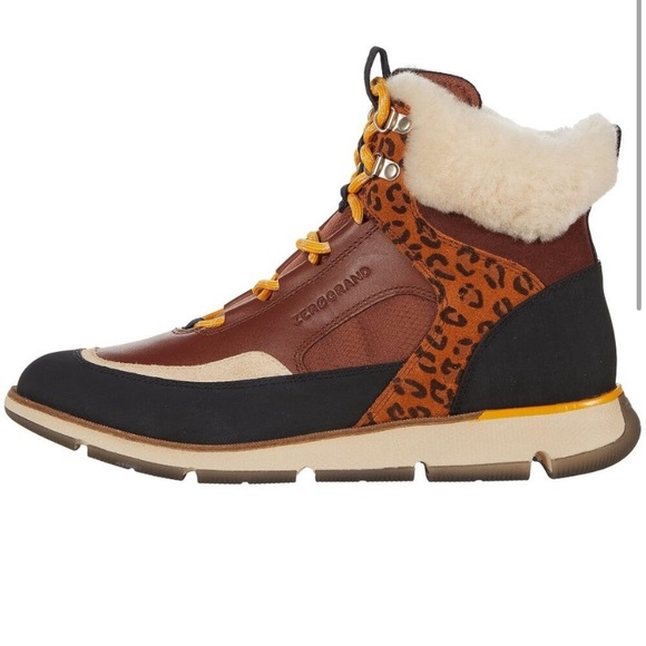 COLE HAAN 4.Zero Grand Lodge Leopard Lace-Up Waterproof Leather Hiker Boots - Picture 2 of 11